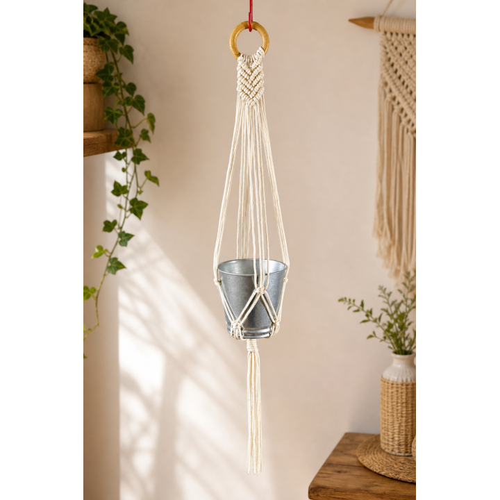 Macramé Vilnius - suspension écrue faite main