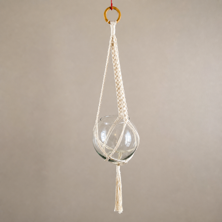 Macramé Vaduz - suspension écrue faite main