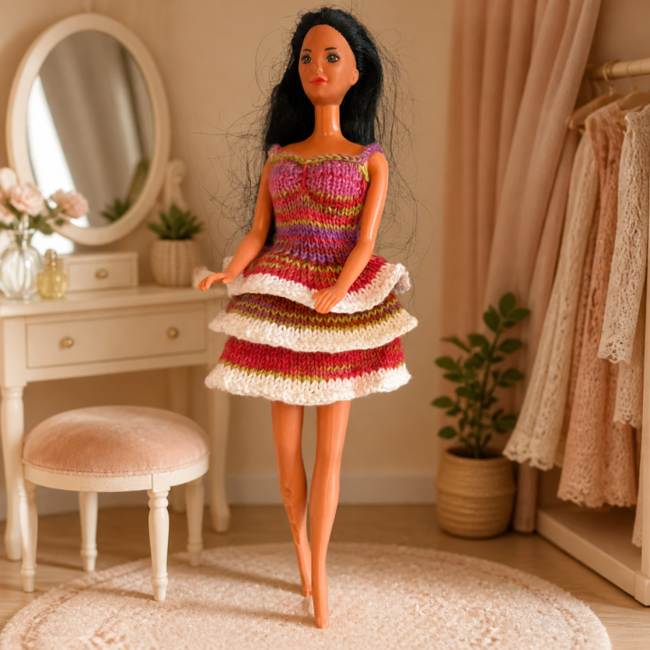 Robe longue multicolore fendue pour poupée Barbie™