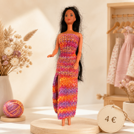 Robe longue multicolore fendue pour poupée Barbie™