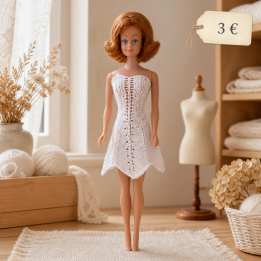 Robe blanche bustier à pointes Barbie™ - Fait main
