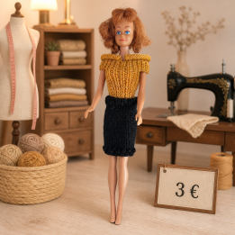 Ensemble moutarde et noir pour poupée Barbie™