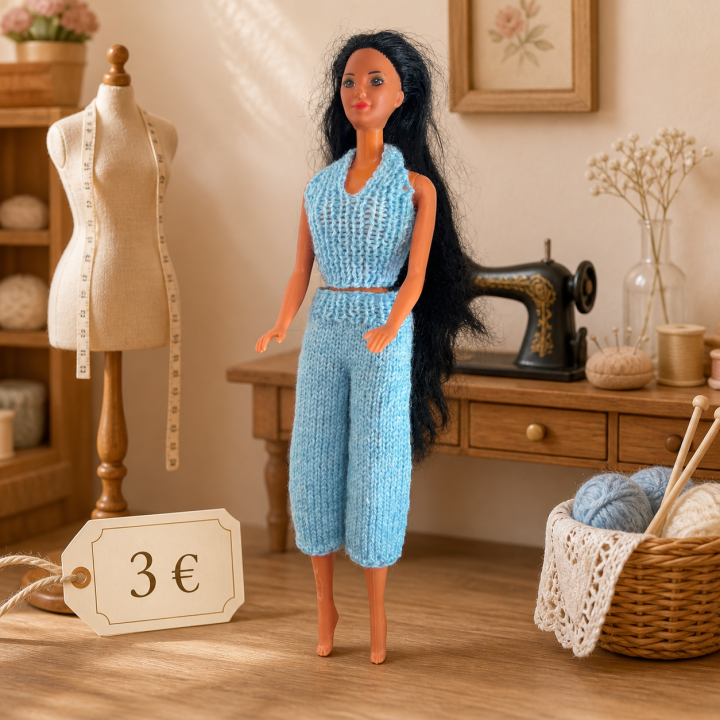 Ensemble bleu avec pantalon pour poupée Barbie™