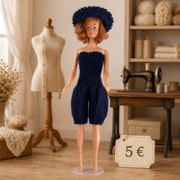 Salopette courte bleu marine pour poupée Barbie™