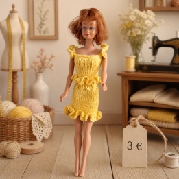 Ensemble jaune jupe et dessus pour poupée Barbie™