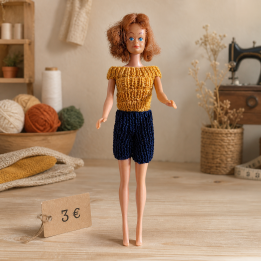 Ensemble moutarde et bermuda pour poupée Barbie™