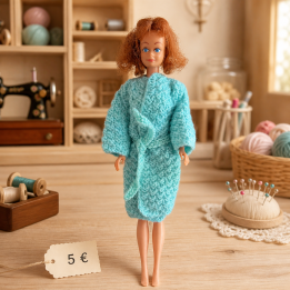 Manteau turquoise ceinturé pour poupée Barbie™